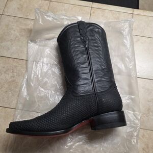 Alfa Black Python Cowboy Boots